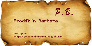 Prodán Barbara névjegykártya